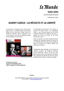 Le hors-série Camus , Le Monde, collection une vie, une oeuvre