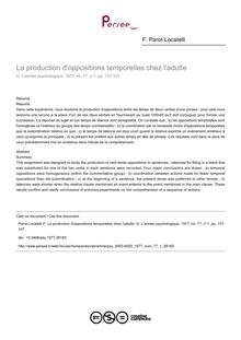 La production d oppositions temporelles chez l adulte - article ; n°1 ; vol.77, pg 137-147