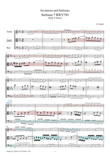 Partition ténor viole de gambe, 15 symphonies, Three-part inventions par Johann Sebastian Bach