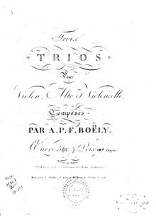 Partition violon, 3 corde Trios, Op.5, D,C,G Minor, Boëly, Alexandre-Pierre-François par Alexandre-Pierre-François Boëly