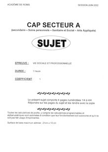 Vie sociale et professionnelle (VSP) 2002 CAP Agent d accueil et de conduite routière, transport de voyageurs
