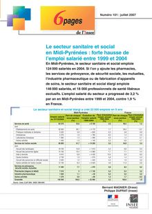 Le secteur sanitaire et social en Midi-Pyrénées : forte hausse de l emploi salarié entre 1999 et 2004