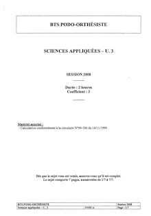 Sciences appliquées 2008 BTS Podo - orthésiste
