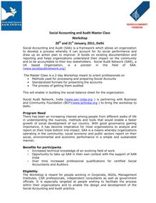 Social Accounting and Audit MasterClass