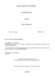 Option de spécialité : latin, session 2006 - Bac L