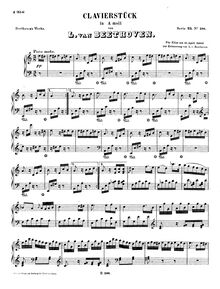 Partition complète, Für Elise, Bagatelle No.25 in A minor, A minor