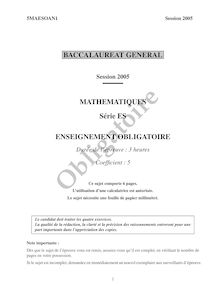 BACCALAUREAT GENERAL  (Session 2005) - MATHEMATIQUES Série ES