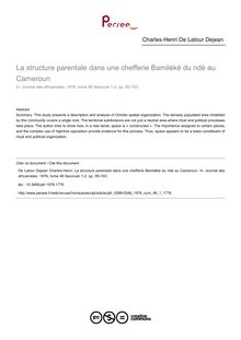 La structure parentale dans une chefferie Bamiléké du ndè au Cameroun - article ; n°1 ; vol.46, pg 95-103