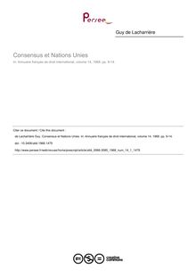 Consensus et Nations Unies - article ; n°1 ; vol.14, pg 9-14