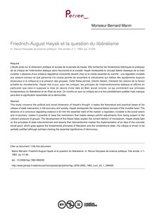 Friedrich-August Hayek et la question du libéralisme - article ; n°1 ; vol.33, pg 41-64
