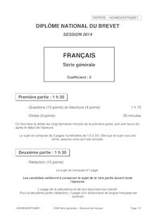 Sujet de Français - Partie 1 - Brevet 2014