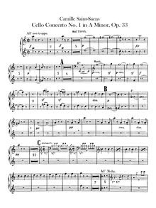 Partition hautbois 1/2, violoncelle Concerto No.1, A Minor, Saint-Saëns, Camille