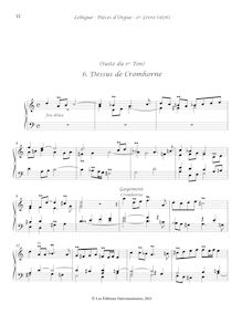 Partition , Dessus de Cromhorne, Livre d orgue No.1, Premier Livre d Orgue