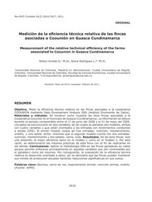 Medición de la eficiencia técnica relativa de las fincas asociadas a Coounión en Guasca Cundinamarca