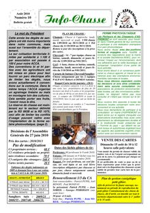 2010 08 Bulletin  d information "Info-Chasse" - Info-Chasse