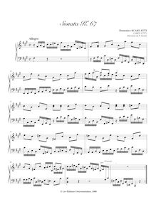Partition Sonata K.67, 100 clavier sonates, Keyboard, Scarlatti, Domenico