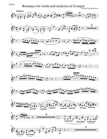 Partition Solo , partie, Romance pour violon et orchestre, G Major par Ludwig van Beethoven