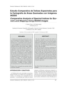 Estudio Comparativo de Índices Espectrales para la Cartografía de Áreas Quemadas con Imágenes MODIS (Comparative Analysis of Spectral Indices for Burned Land Mapping Using MODIS Images)