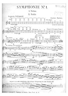 Partition violons I, Symphony No.1, Originally titled "Titan" par Gustav Mahler