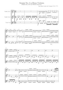 Partition complète, 6 sonates pour Two violons, Leclair the Younger, Jean-Marie
