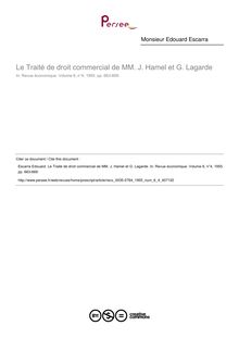 Le Traité de droit commercial de MM. J. Hamel et G. Lagarde  ; n°4 ; vol.6, pg 663-669