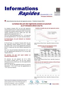 INSEE : La baisse des prix des logements anciens se poursuit au 3e trimestre 2013 (-0,2 %) 