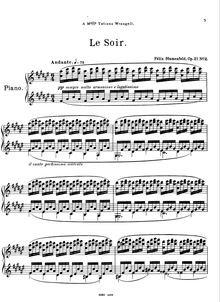 Partition , Le Soir (partition complète), Three pièces pour Piano, Op. 21