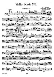 Partition de violoncelle, violon Sonata, HWV 370, Sonata XII