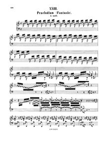 Partition complète, Prelude, Fantasia, A minor, Bach, Johann Sebastian