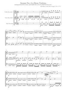 Partition complète, 6 sonates pour Two violons, Leclair the Younger, Jean-Marie par Jean-Marie Leclair the Younger