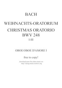 Partition hautbois/hautbois d amore 1, Weihnachtsoratorium, Christmas Oratorio