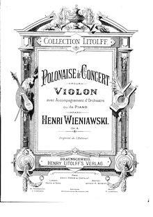 Partition de piano, Polonaise de concert, D major, Wieniawski, Henri