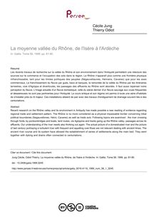 La moyenne vallée du Rhône, de l Isère à l Ardèche - article ; n°1 ; vol.56, pg 81-90