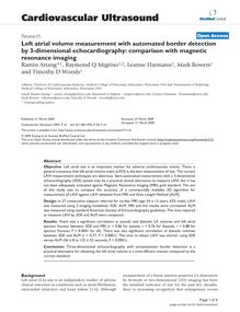 Left atrial volume measurement with automated border detection by 3-dimensional echocardiography: comparison with magnetic resonance imaging