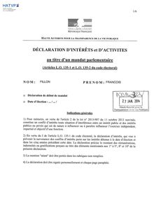 Déclaration d intérêt de François Fillon - Document HATVP