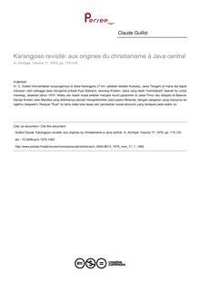 Karangjoso revisité: aux origines du christianisme à Java central - article ; n°1 ; vol.17, pg 115-133
