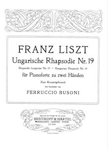 Partition complète, Hungarian Rhapsody No.19, Lento, D minor, Liszt, Franz