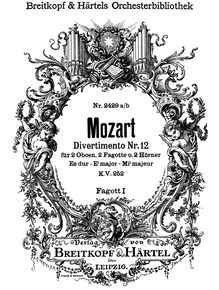 Partition basson 1, Divertimento, Divertimento No.12, E♭ major, Mozart, Wolfgang Amadeus