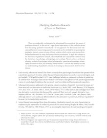 Clarifying Qualitative Research: A .ocus on Traditions