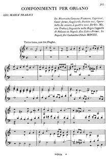 Partition complète, Componimenti per Organo, Trabaci, Giovanni Maria