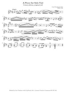 Partition Adagio en D major, WKO 189 (clef de sol original), 27 pièces pour viole de basse