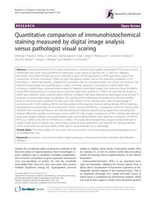 Quantitative comparison of immunohistochemical staining measured by digital image analysis versus pathologist visual scoring
