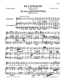 Partition de piano, Song, Die laute Klage, WoO 135, C minor