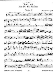 Partition violon 1 , partie, Concerto pour 3 violons et orchestre, Op.88