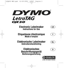 Notice Imprimante d étiquettes DYMO  LetrTAG QX50