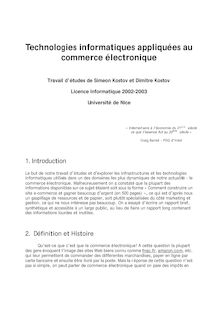 Technologies informatiques appliquées au commerce électronique