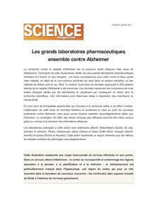 Les grands laboratoires pharmaceutiques ensemble contre Alzheimer