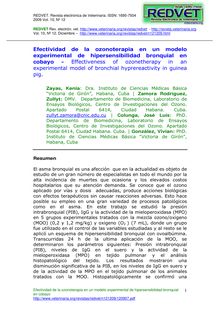Efectividad de la ozonoterapia en un modelo experimental de hipersensibilidad bronquial en cobayo (Effectiveness of ozonetherapy in an experimental model of bronchial hyprereactivity in guinea pig)