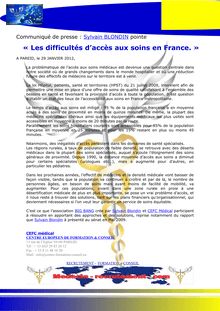 Sylvain BLONDIN pointe  « Les difficultés d’accès aux soins en France. »