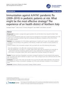 Immunization against A/H1N1 pandemic flu (2009–2010) in pediatric patients at risk. What might be the most effective strategy? The experience of an health district of Northern Italy